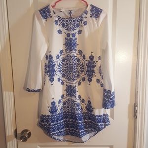 White and blue dress